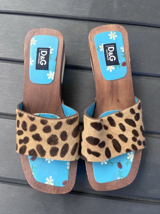 D&G Shoes - SOLD! Y2K Vintage D&G Dolce & Gabbana Rare Pony Hair/ Ladybug Wooden Sandal 37